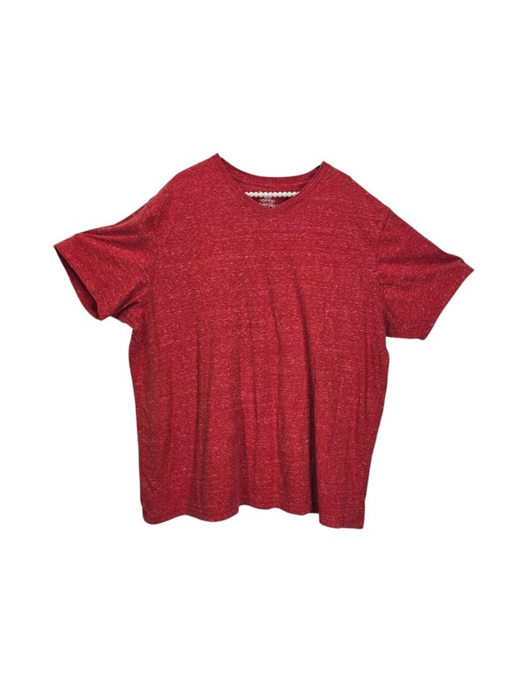 Faded Glory Mens Red Heathered V-Neck T-Shirt 2XL 60/40 Cotton Polyester Blend